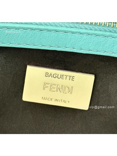 Fendi Sequins Baguette Medium Flap Shoulder Crossbody Bag Light Blue 8601AL Blue 860 2523554