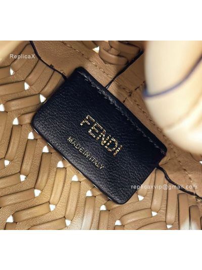 Fendi Small First Beige Interlaced Woven Leather Clutch Shoulder Bag A80156 Beige 2523525