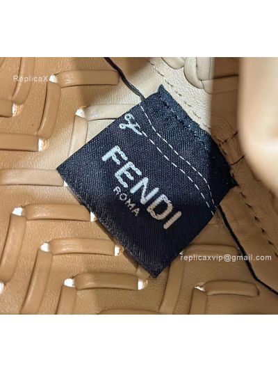 Fendi Small First Beige Interlaced Woven Leather Clutch Shoulder Bag A80156 Beige 2523525