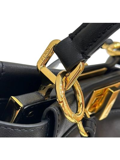 Fendi Small Peekaboo Black Leather Tote Shoulder Bag A8383 Black 2523632