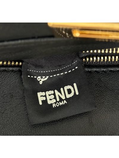 Fendi Small Peekaboo Black Leather Tote Shoulder Bag A8383 Black 2523632