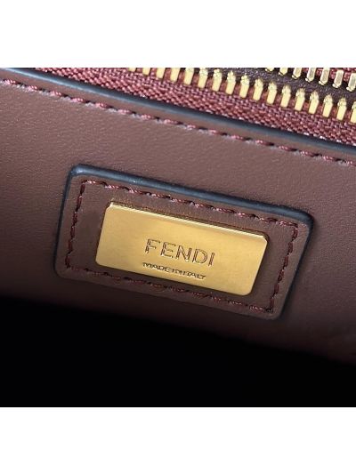 Fendi Small Peekaboo Dark Brown Python Leather Tote Shoulder Bag A66803 Brown 2523701