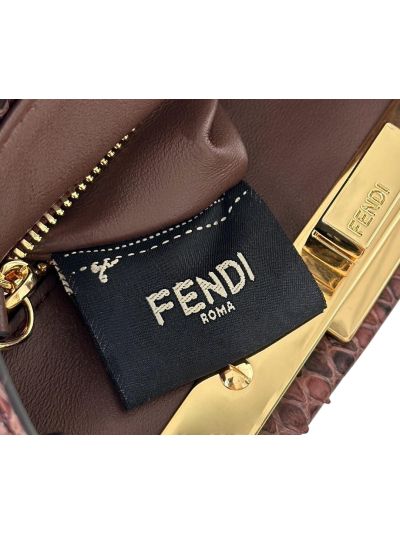 Fendi Small Peekaboo Dark Brown Python Leather Tote Shoulder Bag A66803 Brown 2523701
