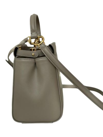 Fendi Small Peekaboo Gray Leather Tote Shoulder Bag A8383 Gray 2523636