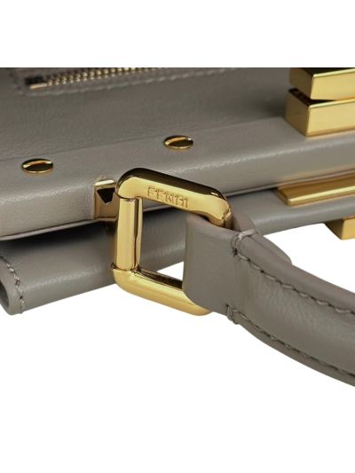 Fendi Small Peekaboo Gray Leather Tote Shoulder Bag A8383 Gray 2523636