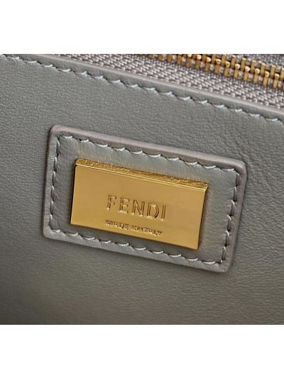 Fendi Small Peekaboo Gray Leather Tote Shoulder Bag A8383 Gray 2523636