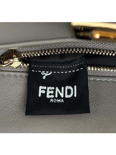 Fendi Small Peekaboo Gray Leather Tote Shoulder Bag A8383 Gray 2523636