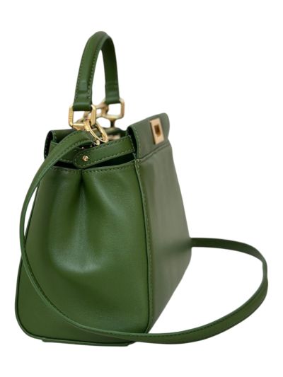Fendi Small Peekaboo Green Leather Tote Shoulder Bag A8383 Green 2523637