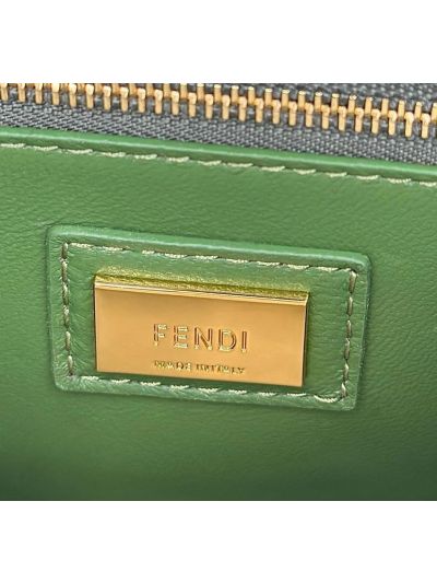 Fendi Small Peekaboo Green Leather Tote Shoulder Bag A8383 Green 2523637