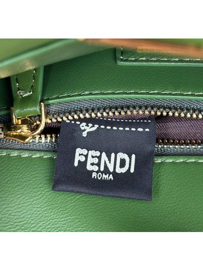 Fendi Small Peekaboo Green Leather Tote Shoulder Bag A8383 Green 2523637