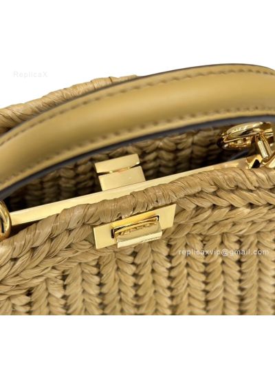 Fendi Small Peekaboo ISeeU Petite Brown Camellia Braided Leather Bag 80169s Brown 2523764