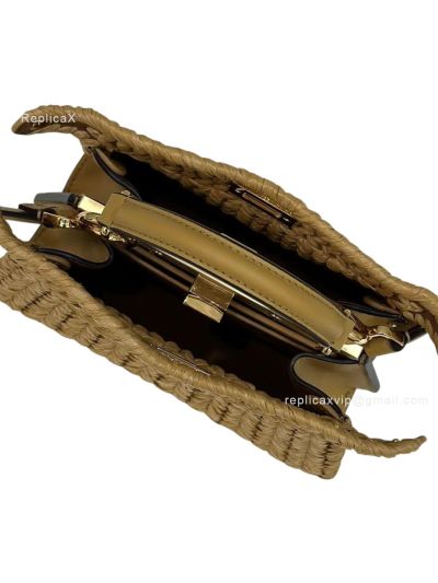 Fendi Small Peekaboo ISeeU Petite Brown Camellia Braided Leather Bag 80169s Brown 2523764