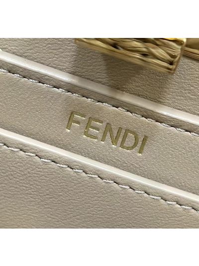 Fendi Small Peekaboo ISeeU Petite Grey Camellia Braided Leather Bag 80169s Grey 2523763
