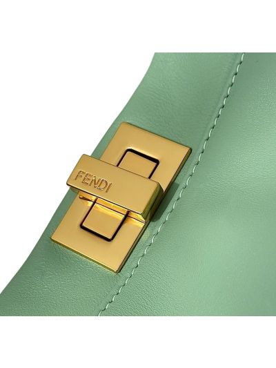 Fendi Small Peekaboo Light Green Leather Tote Shoulder Bag A8383 Green 2523634