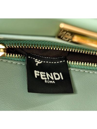 Fendi Small Peekaboo Light Green Leather Tote Shoulder Bag A8383 Green 2523634