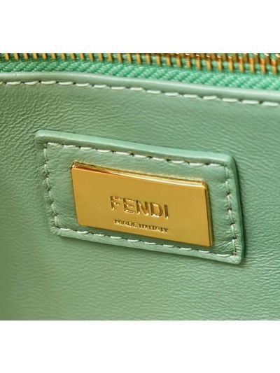 Fendi Small Peekaboo Light Green Leather Tote Shoulder Bag A8383 Green 2523634