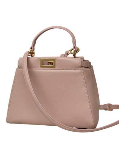 Fendi Small Peekaboo Pink Leather Tote Shoulder Bag A8383