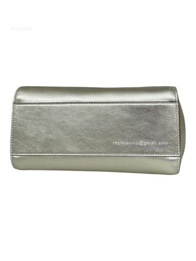 Fendi Small Peekaboo Silver Leather Tote Shoulder Bag A8383 Silver 2523633