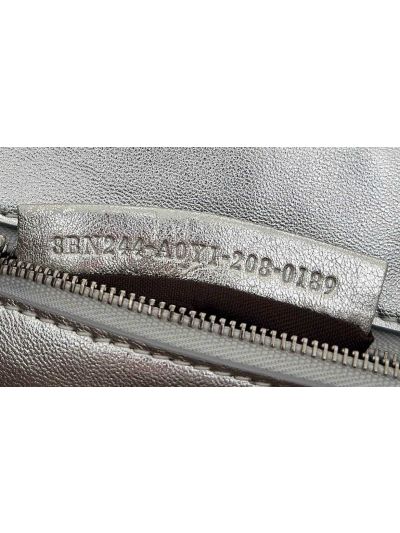 Fendi Small Peekaboo Silver Leather Tote Shoulder Bag A8383 Silver 2523633