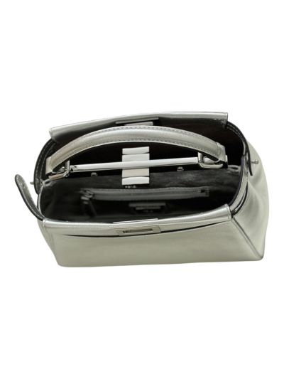 Fendi Small Peekaboo Silver Leather Tote Shoulder Bag A8383 Silver 2523633