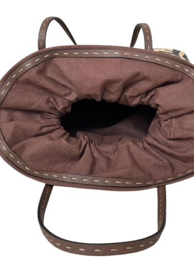 Fendi Small Roll Brown FF Raffia Crochet Shopper Bag with Pouch Brown 8659s Brown 2523749