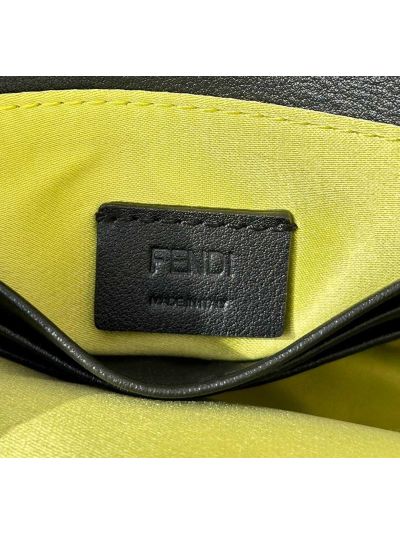 Fendi Small Sequins and Leather Baguette Flap Shoulder Bag Black 8601s Black 860 2523686