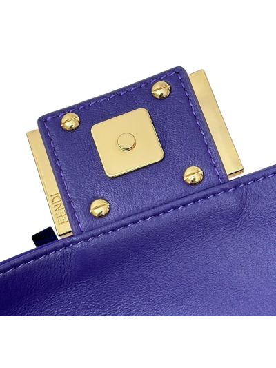 Fendi Small Sequins and Leather Baguette Flap Shoulder Bag Blue 8601s Blue 860 2523683