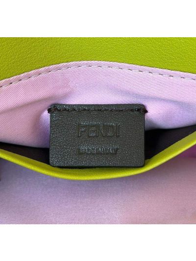 Fendi Small Sequins and Leather Baguette Flap Shoulder Bag Light Green 8601s Green 860 2523685