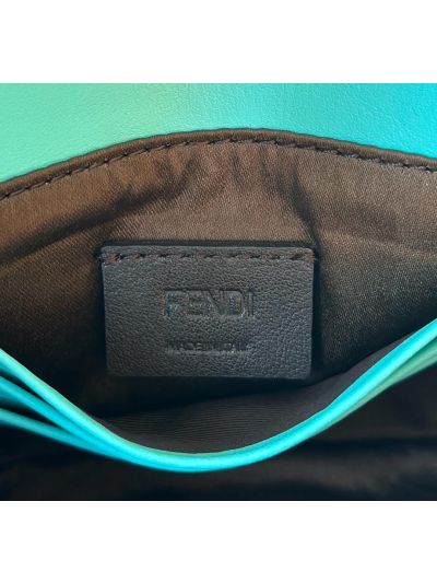 Fendi Small Sequins and Leather Baguette Flap Shoulder Bag Light Blue 8601s Blue 860 2523687