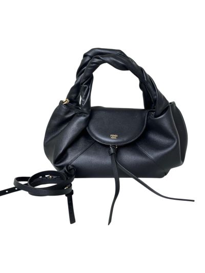 Fendi Small Spy Black Leather Tote Shoulder Bag 80888s