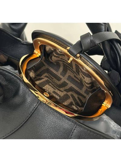 Fendi Small Spy Black Leather Tote Shoulder Bag 80888s Black 2523561