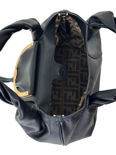 Fendi Small Spy Black Leather Tote Shoulder Bag 80888s Black 2523561