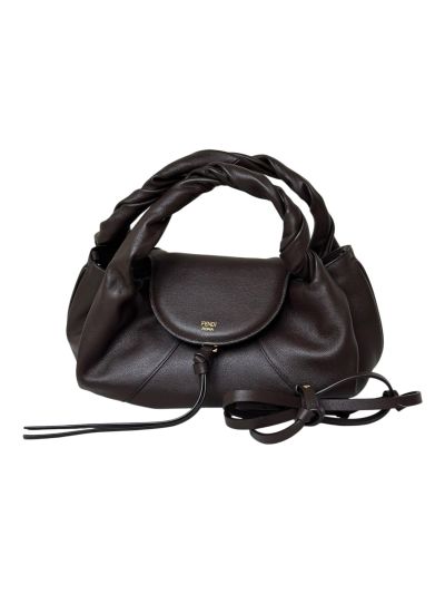 Fendi Small Spy Dark Brown Leather Tote Shoulder Bag 80888s