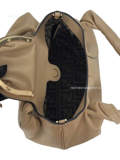 Fendi Small Spy Light Beige Leather Tote Shoulder Bag 80888s Beige 2523562