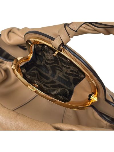 Fendi Small Spy Light Beige Leather Tote Shoulder Bag 80888s Beige 2523562