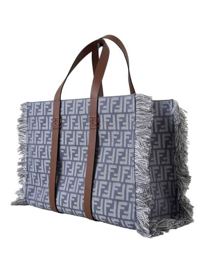 Fendi Summer Tote Shoulder Crossbody Bag Blue Denim Effect FF Jacquard A8683 Blue 2523523