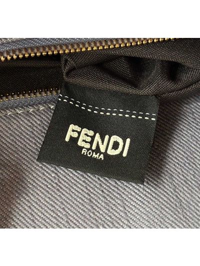 Fendi Summer Tote Shoulder Crossbody Bag Blue Denim Effect FF Jacquard A8683 Blue 2523523