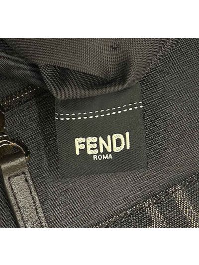 Fendi Summer Tote Shoulder Crossbody Bag Brown FF Jacquard Fabric A8683 Brown 2523529