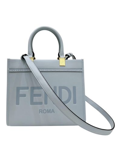 Fendi Sunshine Small Shopper Shoulder Bag Light Blue Leather 8618C