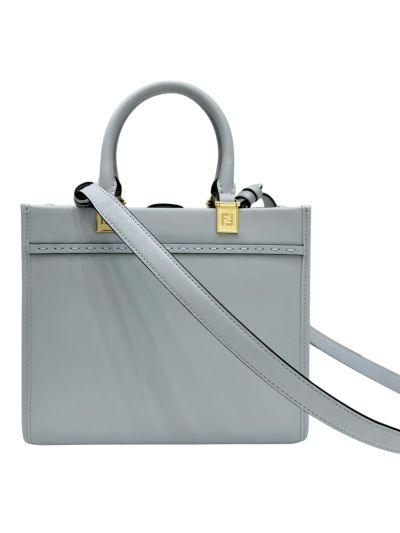 Fendi Sunshine Small Shopper Shoulder Bag Light Blue Leather 8618C Blue 2523781