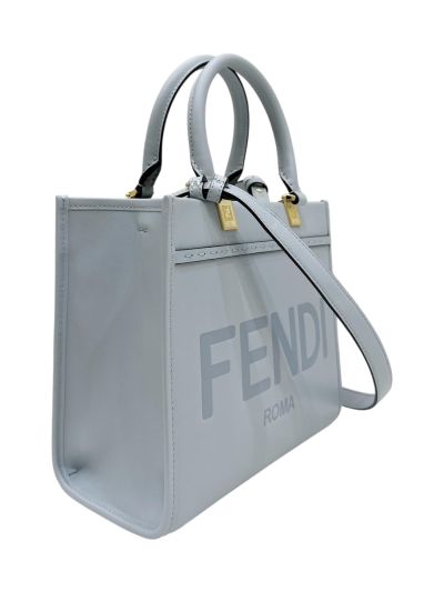 Fendi Sunshine Small Shopper Shoulder Bag Light Blue Leather 8618C Blue 2523781