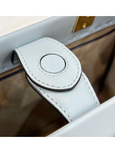 Fendi Sunshine Small Shopper Shoulder Bag Light Blue Leather 8618C Blue 2523781