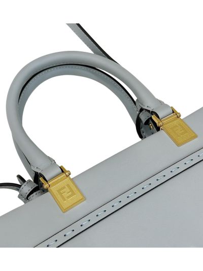 Fendi Sunshine Small Shopper Shoulder Bag Light Blue Leather 8618C Blue 2523781