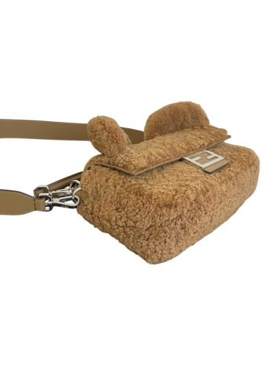 Fendi Teddy Bear Baguette Flap Shoulder Bag Brown Brown 2523677