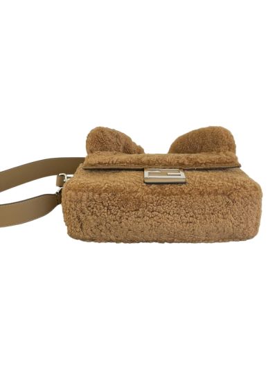 Fendi Teddy Bear Baguette Flap Shoulder Bag Brown Brown 2523677