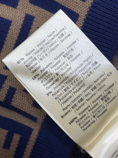 Fendi V-Neck Short Sleeve Dress in Blue and Beige