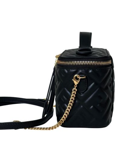 Fendi Vanity Case Mini Crossbody Bag Black FF Nappa Leather 8686A Black 2523582