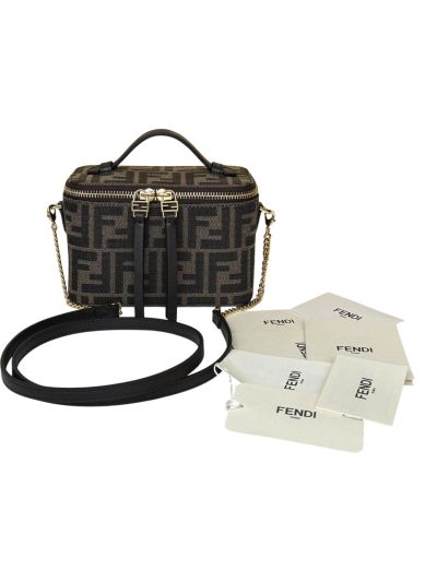 Fendi Vanity Case Mini Crossbody Bag FF Jacquard Fabric 8686A