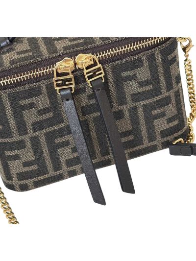 Fendi Vanity Case Mini Crossbody Bag FF Jacquard Fabric 8686A 2523581