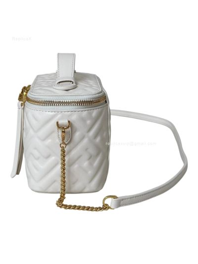 Fendi Vanity Case Mini Crossbody Bag White FF Nappa Leather 8686A White 2523572